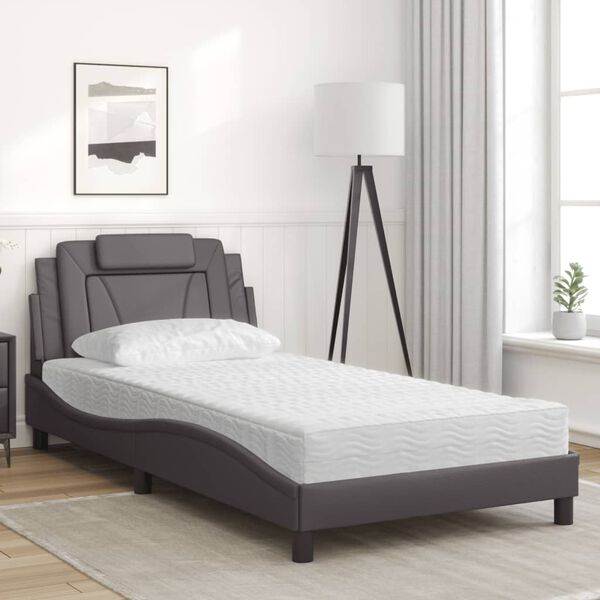 vidaXL Bett "Viana" mit Matratze Grau 100x200 cm Kunstleder