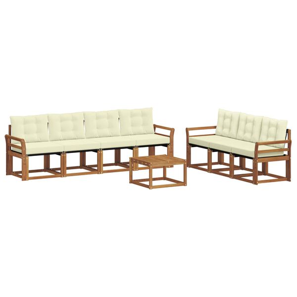 vidaXL Outdoor-Sofagarnitur mit Kissen 8 pcs Natur und Creme