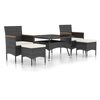 vidaXL 5-tlg. Garten-Essgruppe Poly Rattan und Hartglas Schwarz