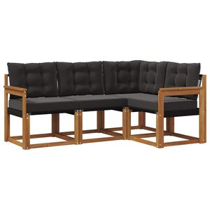 vidaXL Outdoor-Sofagarnitur mit Kissen 4 pcs Nat&uuml;rlich und Schwarz