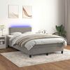 vidaXL Boxspringbett mit Matratze & LED Hellgrau 120x190 cm Samt