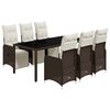 vidaXL 7-tlg. Garten-Bistro-Set mit Kissen Braun Poly Rattan