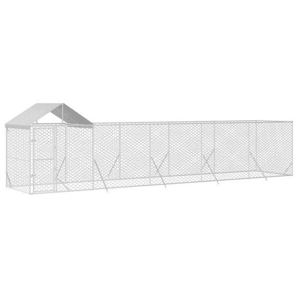 vidaXL Outdoor-Hundezwinger mit Dach Silbern 10x2x2,5 m Stahl Verzinkt