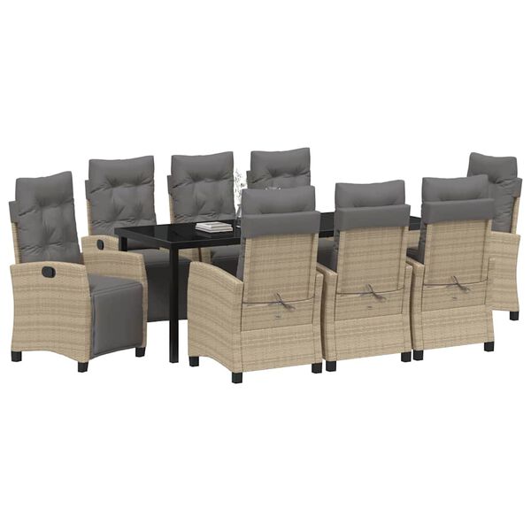 vidaXL Garten Essgruppe 9 pcs Beige Poly-Rattan