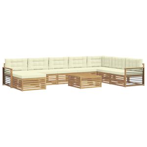 vidaXL Outdoor-Sofagarnitur 9 stk. Wei&szlig; und Creme Massivholz Akazie