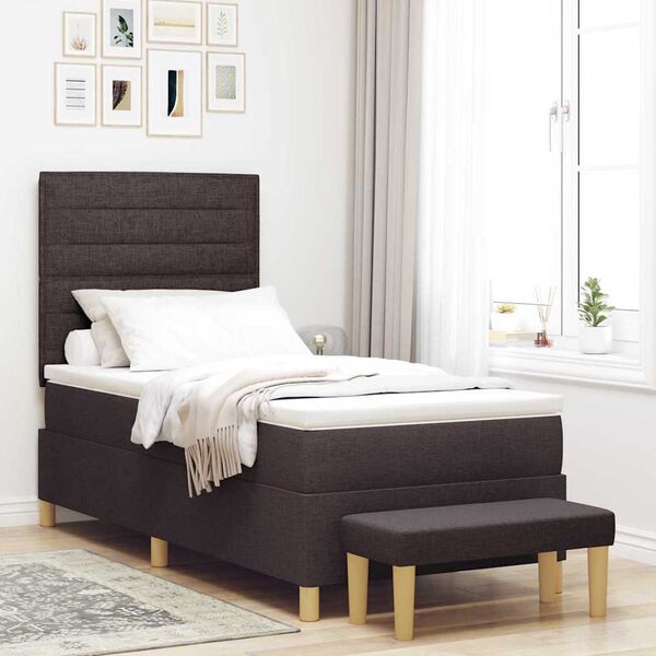 vidaXL Boxspringbett mit Matratze Dunkelbraun 90 x 190 cm Stoff