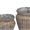 vidaXL Blumentopfkorb mit Speicher 2 pcs Grau Lacak Rattan