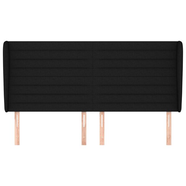 vidaXL Kopfteil mit Ohren Schwarz 183x23x118/128 cm Stoff