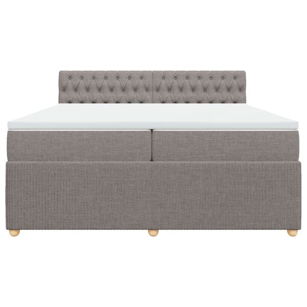 vidaXL Boxspringbett mit Matratze Taupe 200x200 cm Stoff