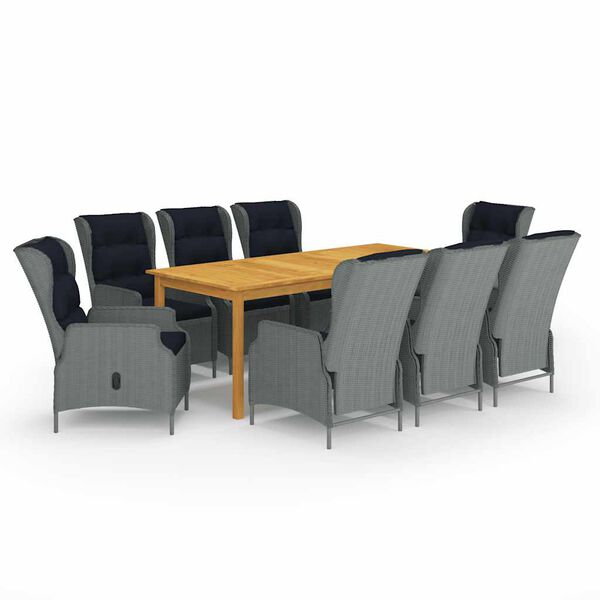 vidaXL 9-tlg. Garten-Essgruppe Hellgrau