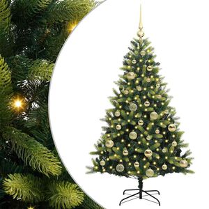 vidaXL K&uuml;nstlicher geflammter Weihnachtsbaum 150 LEDs Gr&uuml;n 120 cm
