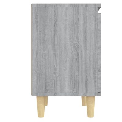 vidaXL Nachttisch mit Massivholz-Beinen Grau Sonoma 40x30x50 cm