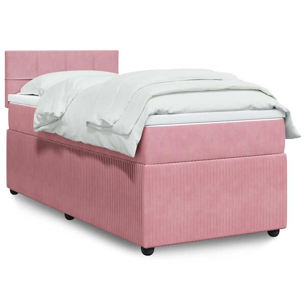 vidaXL Boxspringbett mit Matratze Rosa 80x200 cm Samt