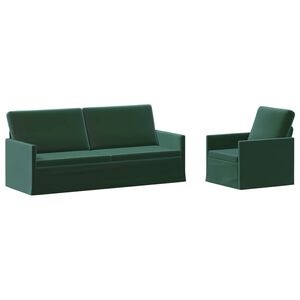 vidaXL Sofa-Set 2 pcs Dunkelgr&uuml;n Samt (V)