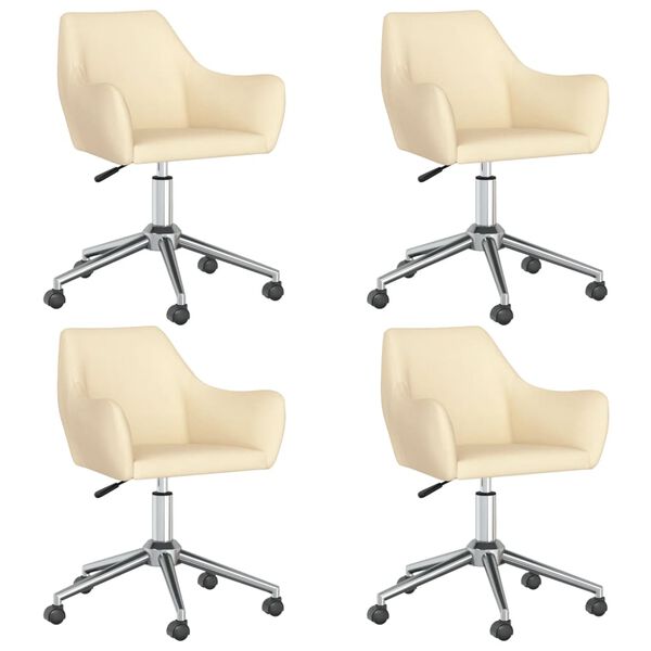 vidaXL Esszimmerst&uuml;hle 4 Stk. Drehbar Creme Stoff