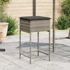 vidaXL Garten-Barhocker mit Kissen 2 Stk. Grau Poly Rattan