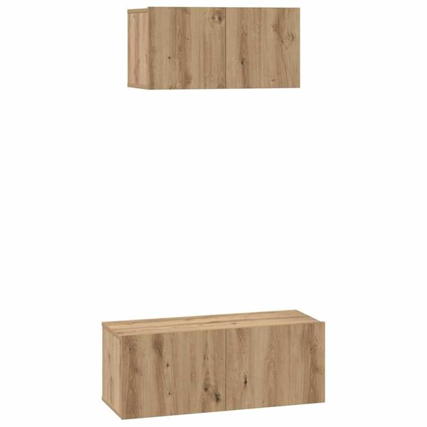 vidaXL TV-Schrankset Wandmontiert 2 pcs Artisan-Eiche Holzwerkstoff