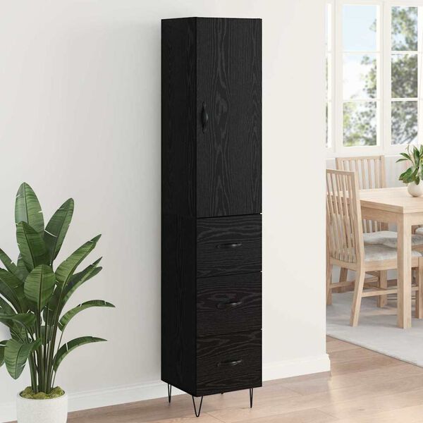 vidaXL Highboard Schwarz Eichen-Optik 69,5 x 34 x 180 cm Holzwerkstoff