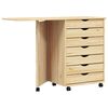 vidaXL Rollwagen mit Schreibtisch MOSS Klarlack 105,5 x 39 x 74,5 cm