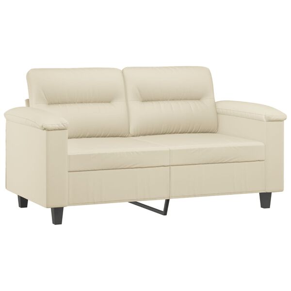 vidaXL 2-Sitzer-Sofa mit Zierkissen Creme 120 cm Kunstleder