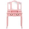 vidaXL Schminktisch-Set mit Hocker Rosa 80&times;69&times;141 cm Paulowniaholz