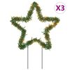 vidaXL Weihnachtssterne mit Erdspie&szlig;en 3 Stk. 50 LEDs 29 cm
