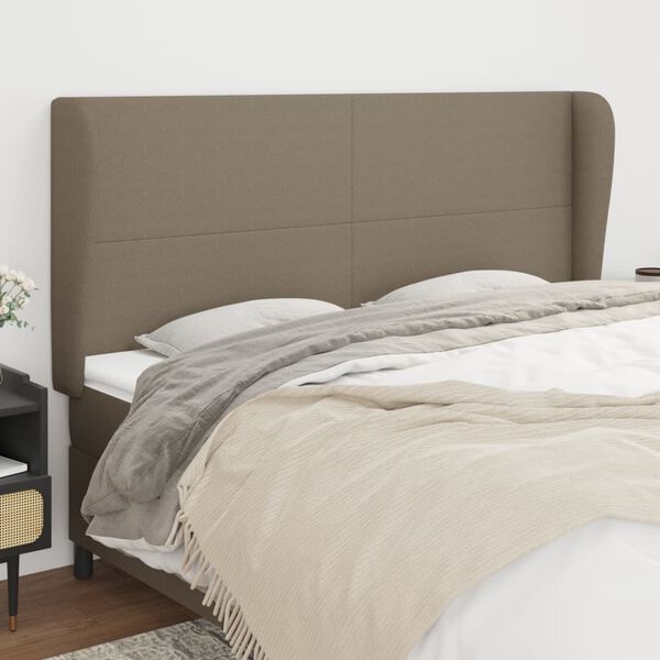 vidaXL Kopfteil mit Ohren Taupe 203x23x118/128 cm Stoff