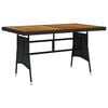 vidaXL Gartentisch Schwarz 130x70x72cm Poly Rattan & Massivholz Akazie