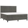vidaXL Boxspringbett mit Matratze & LED Dunkelgrau 180x200 cm Samt