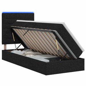 vidaXL LED-Speicherbett mit Matratze Schwarz 90 x 190 cm Stoff