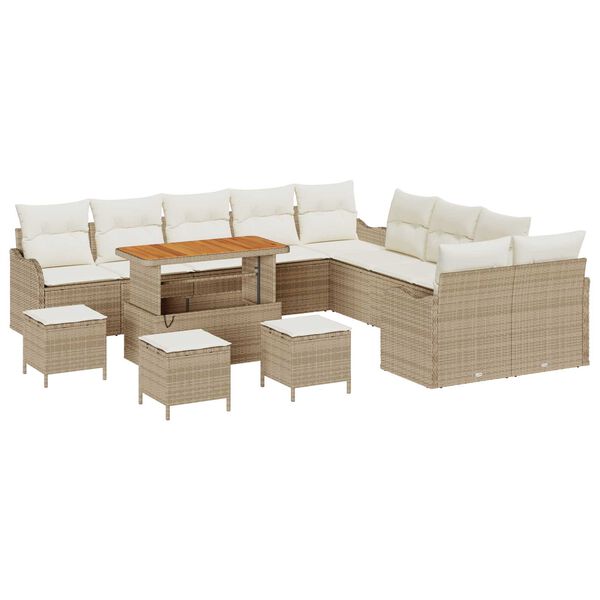 vidaXL Garten-Sofa-Set 14 pcs Beige Poly-Rattan