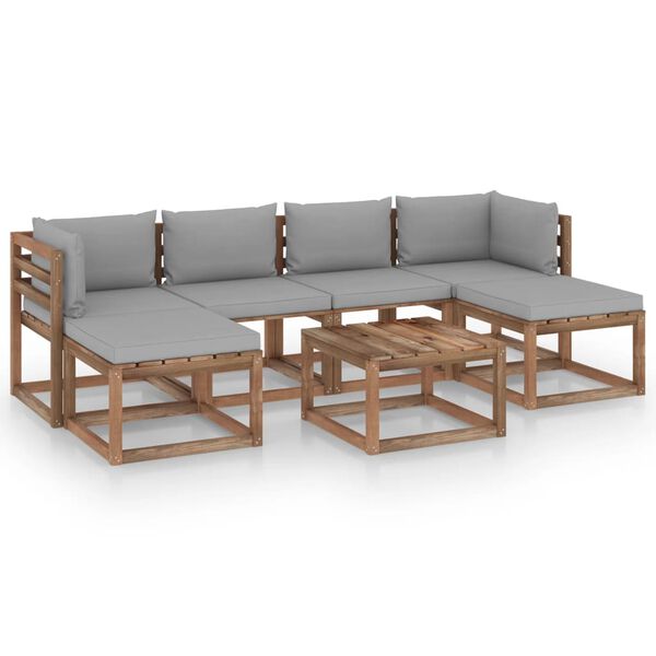 vidaXL 7-tlg. Garten-Lounge-Set aus Paletten mit Kissen Kiefernholz