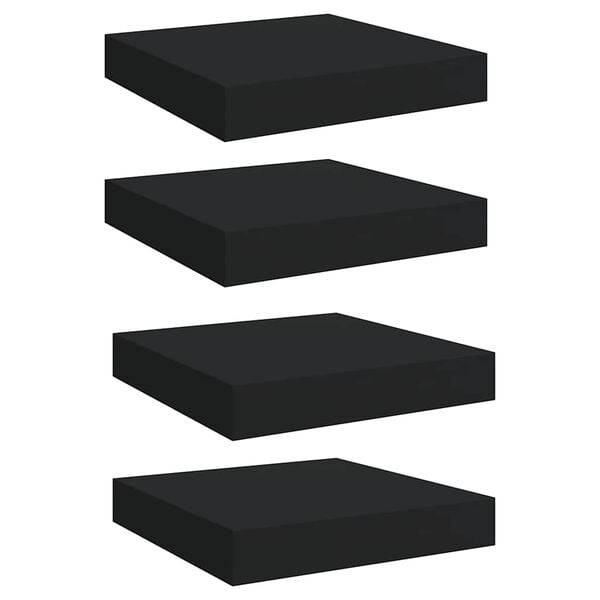 vidaXL Schwebende Wandregale 4 Stk. Schwarz 23x23,5x3,8cm MDF