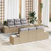 vidaXL Garten-Sofa-Set mit Kissen 8 pcs Beige und Grau Poly-Rattan