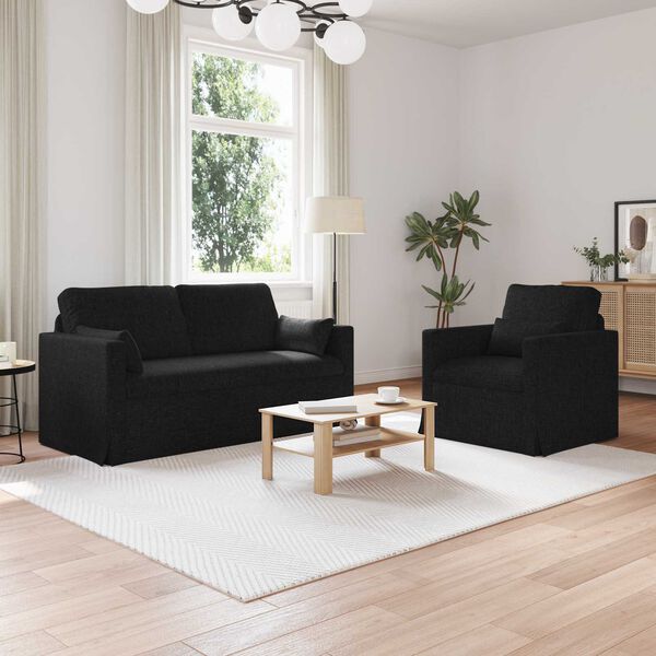 vidaXL Sofa 2 pcs Schwarz