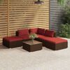 vidaXL 6-tlg. Garten-Lounge-Set mit Auflagen Poly Rattan Braun
