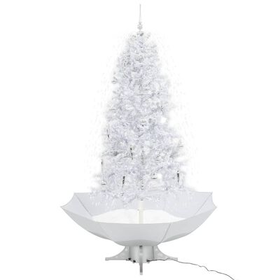 vidaXL Schneiender Weihnachtsbaum mit Schirmfuß Weiß 190 cm