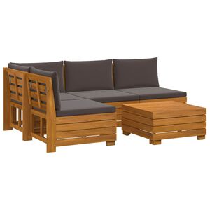 vidaXL Outdoor-Sofagarnitur mit Kissen 5 St&uuml;ck Braun Massivholz Akazie