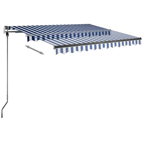 vidaXL Markise Manuell Einziehbar mit LED 350x250 cm Blau und Wei&szlig;