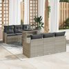 vidaXL Garten-Sofa-Set mit Kissen 7 pcs Hellgrau Poly Rattan