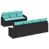 vidaXL Sofa Set mit Kissen 8 pcs Schwarz und T&uuml;rkis Poly Rattan