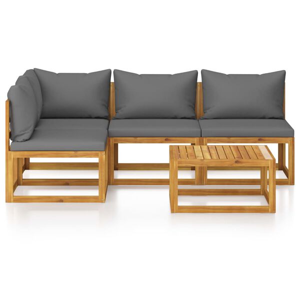 vidaXL 5-tlg. Garten-Lounge-Set mit Auflagen Massivholz Akazie