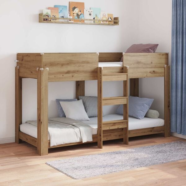 vidaXL Etagenbett f&uuml;r Kinder Artisan-Eiche 75 x 190 cm Holzwerkstoff
