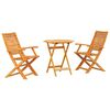 vidaXL Klapp Bistro Set 3 stk. Braun Massivholz Akazie
