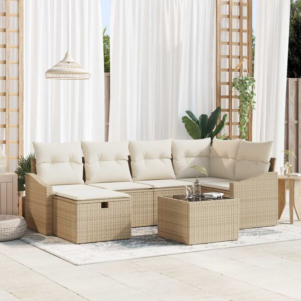 vidaXL Sofa Set mit Kissen 6 pcs Poly-Rattan
