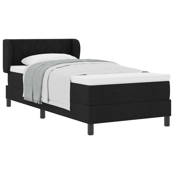 vidaXL Boxspringbett mit Matratze Schwarz 90 x 190 cm Stoff