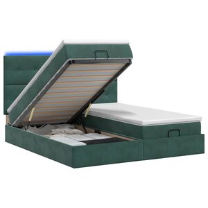 vidaXL Ottoman-Bett mit Matratze und LED Dunkelgr&uuml;n 160 x 200 cm Samt