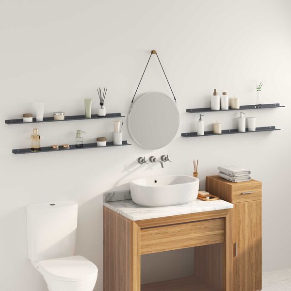 vidaXL Schwebendes Regal 4 pcs Anthrazit 100 x 9 x 2,5 cm Stahl
