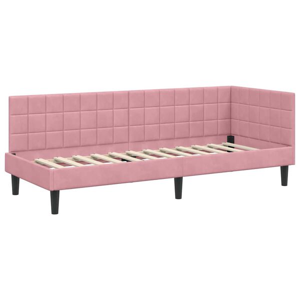 vidaXL Eckbettgestell mit Kopfteil Rosa 80 cm x 200 cm Samt