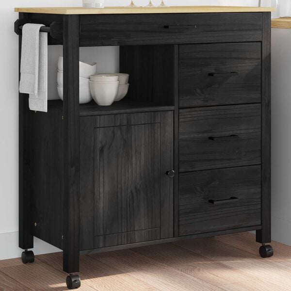 vidaXL Küchentrolley Uni Schwarz
